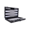 Black backgammon set with a black and white interior
