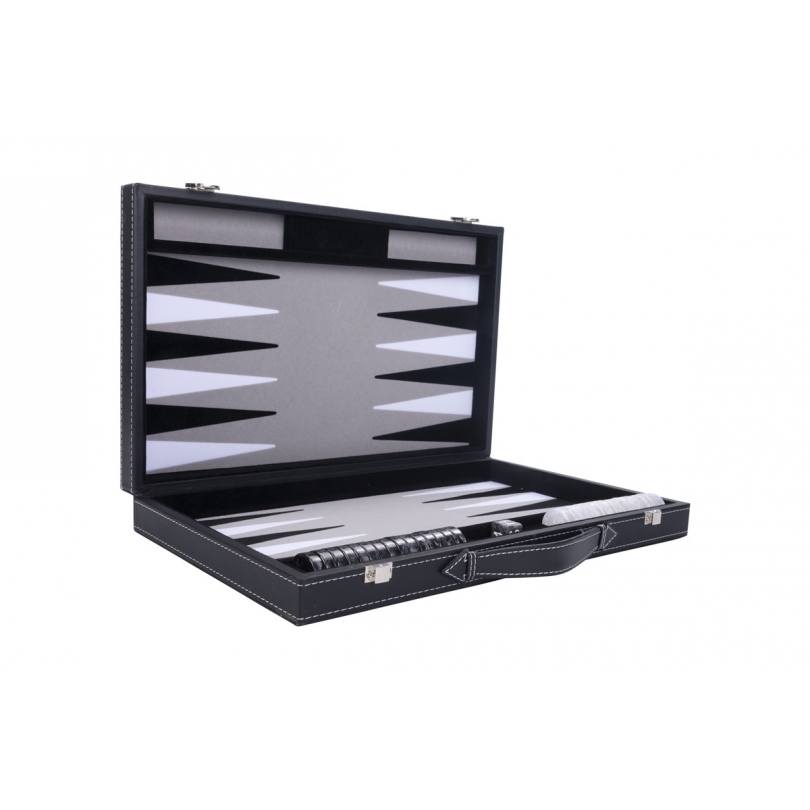 Coffret de Backgammon noir intérieur noir et blanc