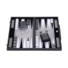 Black backgammon set with a black and white interior