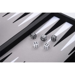 Black backgammon set with a black and white interior