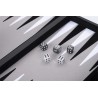 Black backgammon set with a black and white interior