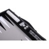 Black backgammon set with a black and white interior