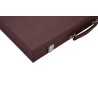 Brown backgammon set with a yellow and white interior