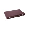 Brown backgammon set with a yellow and white interior