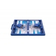 Coffret de Backgammon bleu intérieur bleu et blanc