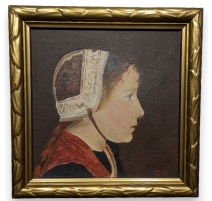 Tableau portrait "Valaisanne" monogrammé G.H.