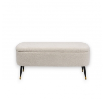 Banquette coffre Rico en tissus blanc