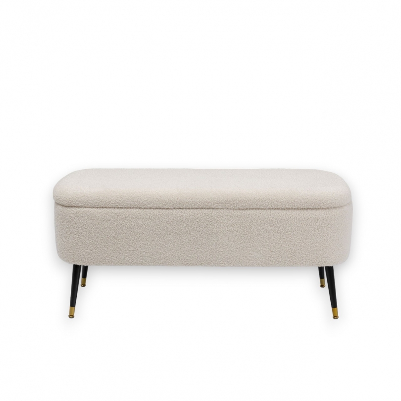 Banquette coffre Rico en tissus blanc