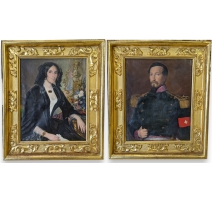 Paire de portraits "Bourgeois" signés RINALDI