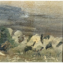 Tableau \"Ferme du Jura\" signé L. JACCOUD