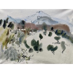 Aquarelle "Paysage" signée STAVROS 64