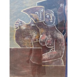 Aquarelle "Personnages" signée