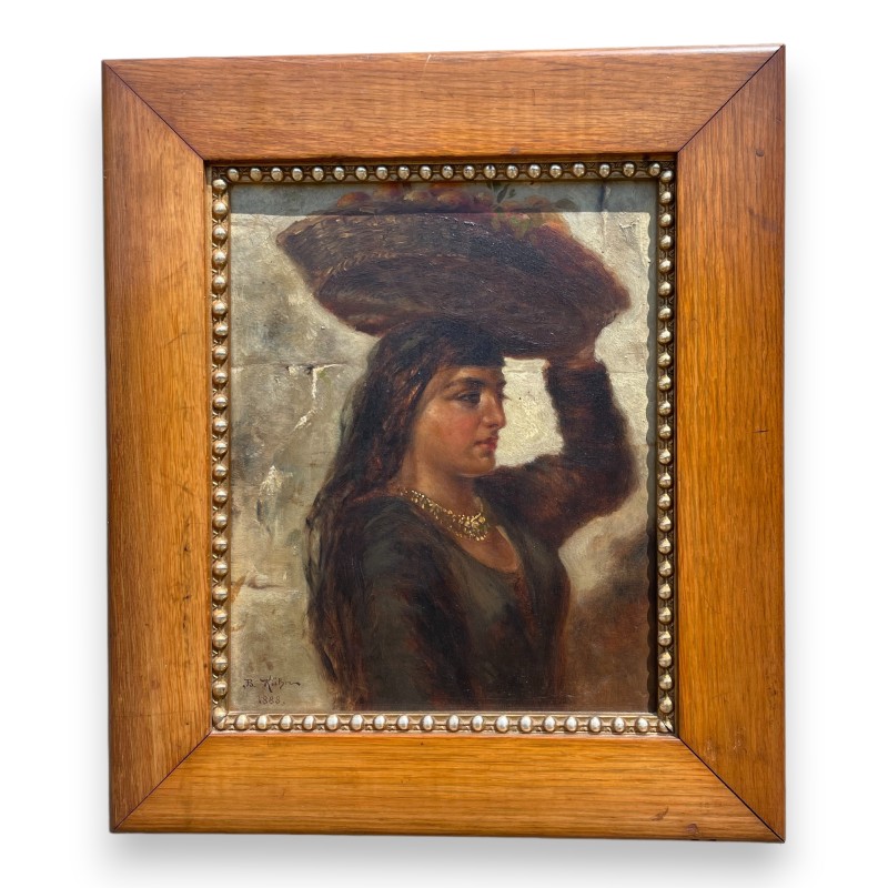 Tableau \"Femme porte faix\" signé B. KÜHN 1888