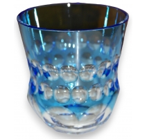 Verre en cristal bleu clair gravé de ronds
