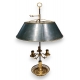 Lampe bouillotte en bronze abat-jour vert