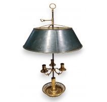 Lampe bouillotte en bronze abat-jour vert