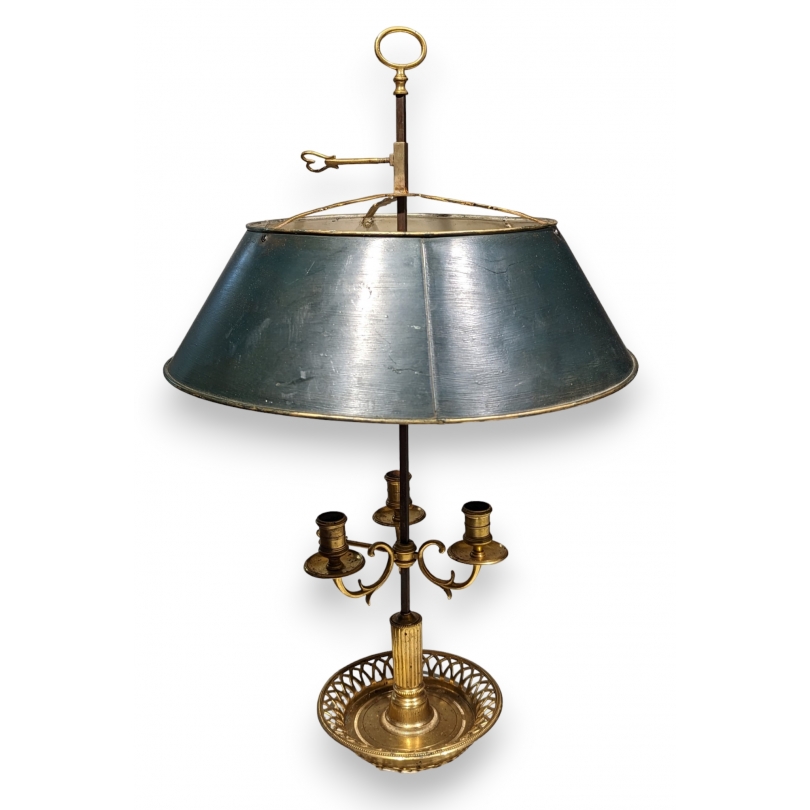 Lampe bouillotte en bronze abat-jour vert