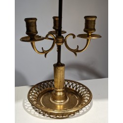 Lampe bouillotte en bronze abat-jour vert