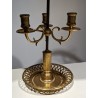 Lampe bouillotte en bronze abat-jour vert