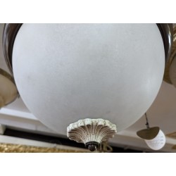 Plafonnier Excelsior en laiton et verre blanc