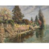 Tableau \"Quai à Morges\" signé Ric BERGER