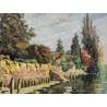 Tableau \"Quai à Morges\" signé Ric BERGER