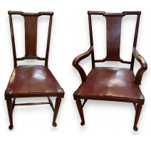 Suite de 6 chaises et 2 fauteuils "Tabard Inn"