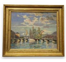 Tableau "Pont des Bergues" signé BAUDIT