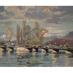 Tableau \"Pont des Bergues\" signé BAUDIT