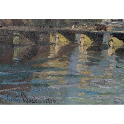 Tableau \"Pont des Bergues\" signé BAUDIT
