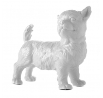 Chien debout en porcelaine blanche