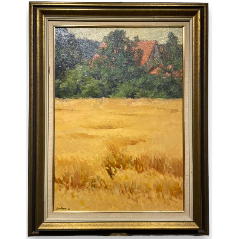 Tableau \"Champs de blé\" signé ANDRUET 87