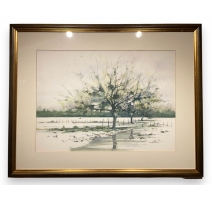 Aquarelle "Paysage de neige" signé ZAIGUE