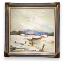 Tableau "Neige au pays de Caux" signé Nicole MARC