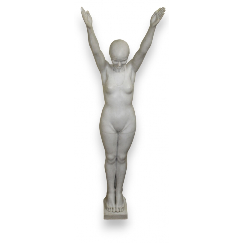 Statue en marbre blanc Nageuse