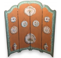 Paravent à 4 volets, décor assiettes