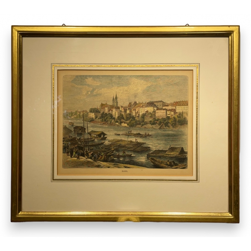 Gravure aquarellée "Basel"