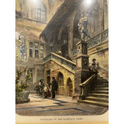 Watercolour engraving: ‘Courtyard of the Rathhaus’