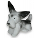 Sculpture Chien couché Fox Terrier , en porcelain