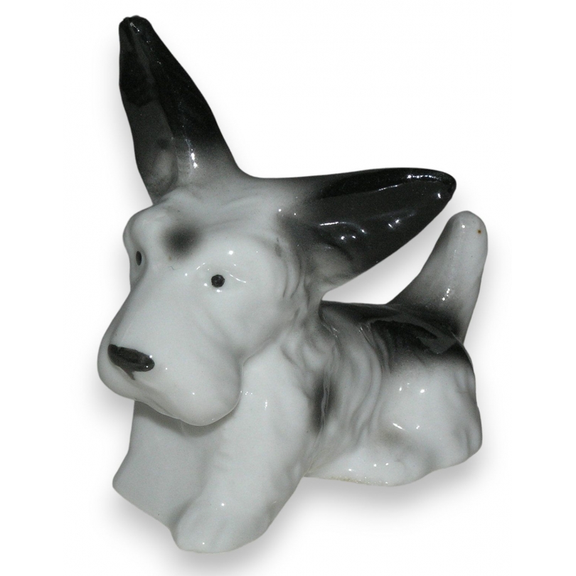 Sculpture Dog coated Fox Terrier , porcelain