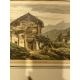 Gravure aquarellée "Timber house, Valais"