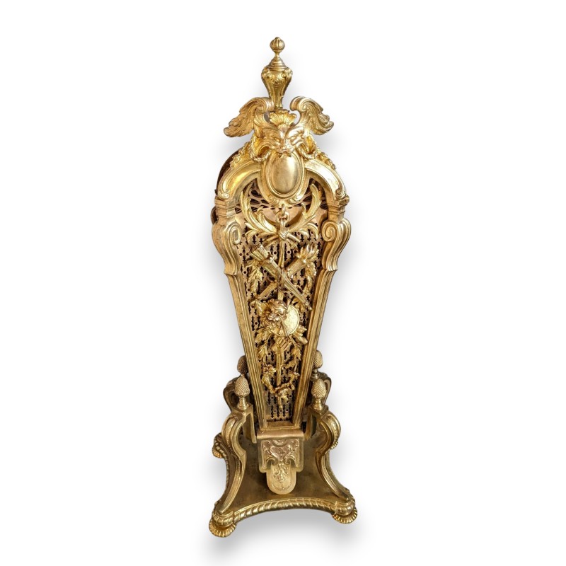 Grand pare-feu éventail en bronze doré
