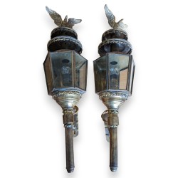 Pair of carriage lanterns with eagle motifs