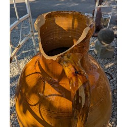 Yellow glazed terracotta jar