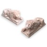 Pair of Verona pink marble lions at  Moinat SA  - Antiques and home décor