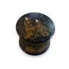Round box in black and gold lacquer