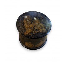 Boite ronde en laque noire et or