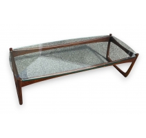 Table basse rectangulaire avec plateau en verre