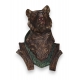 Tête d'ours en bois sculpté peint