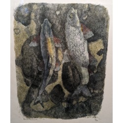 Gravure "Deux hotus", signée Robert HAINARD